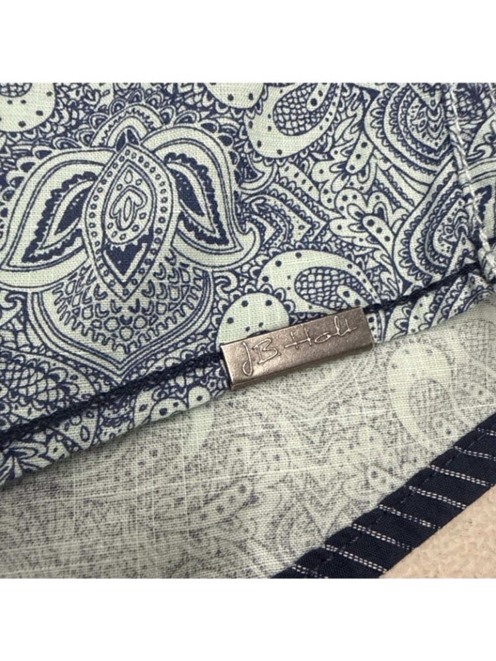 J.B. Holt Mens Shirt Large Long Sleeve Button-Down Teal Kaleidoscopic Paisley - Picture 6 of 10